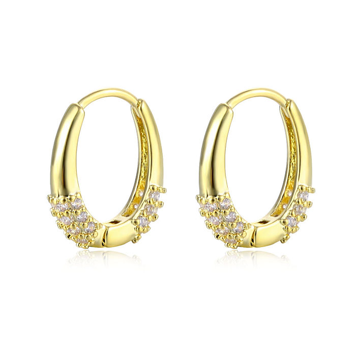 1 Pair Simple Style U Shape Plating Inlay Copper Zircon Silver Plated Hoop Earrings