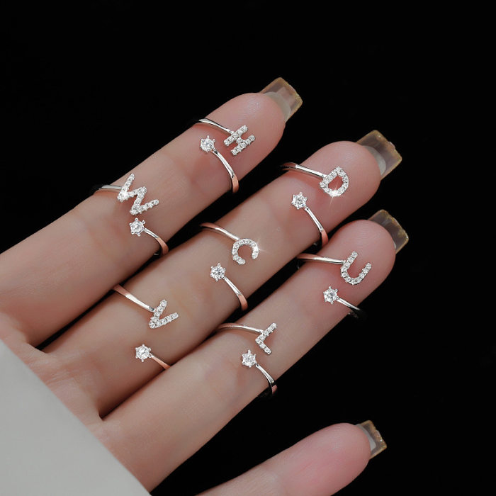 1 Piece Fashion Letter Copper Plating Open Ring