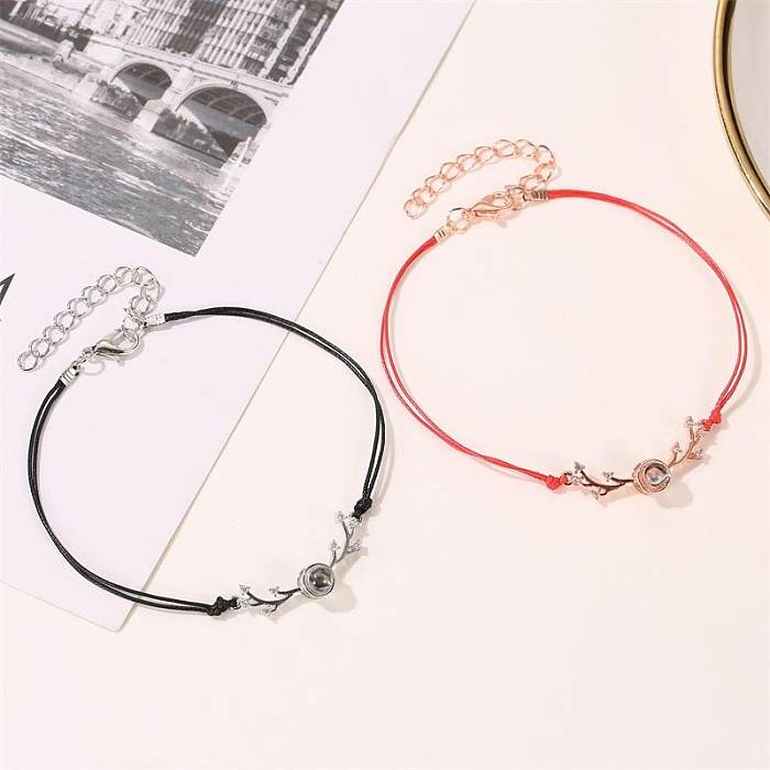 Couple Bracelet Creative 100 Languages I Love You Simple Red Rope Antlers Bracelet