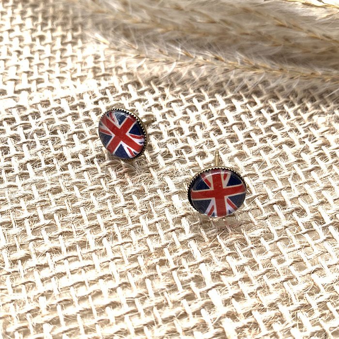 1 Pair Casual National Flag Copper Ear Studs