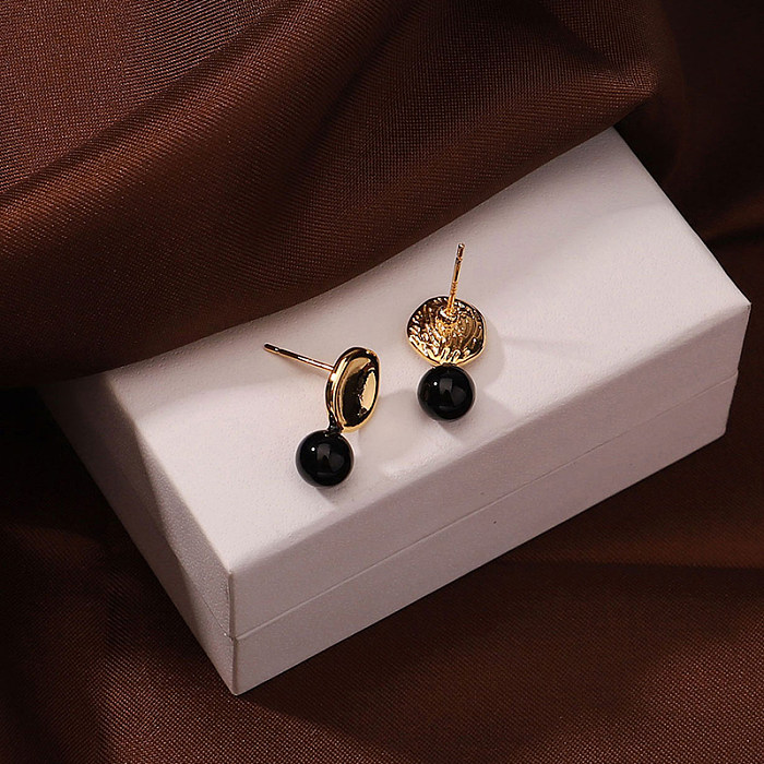 1 Pair Vintage Style Simple Style Round Plating Copper 18K Gold Plated Ear Studs
