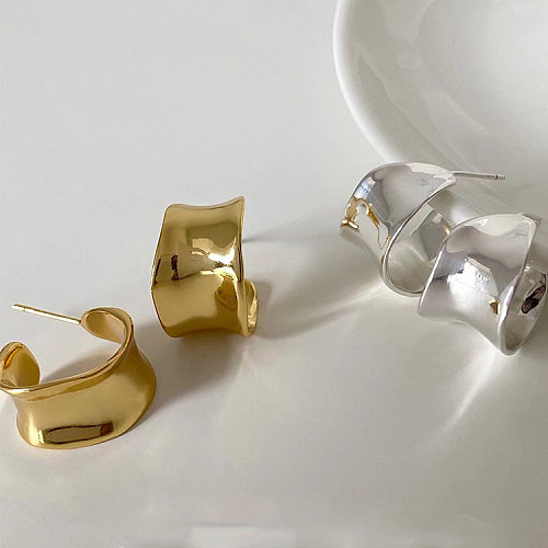 1 paire de boucles d'oreilles géométriques plaquées cuivre, Style INS