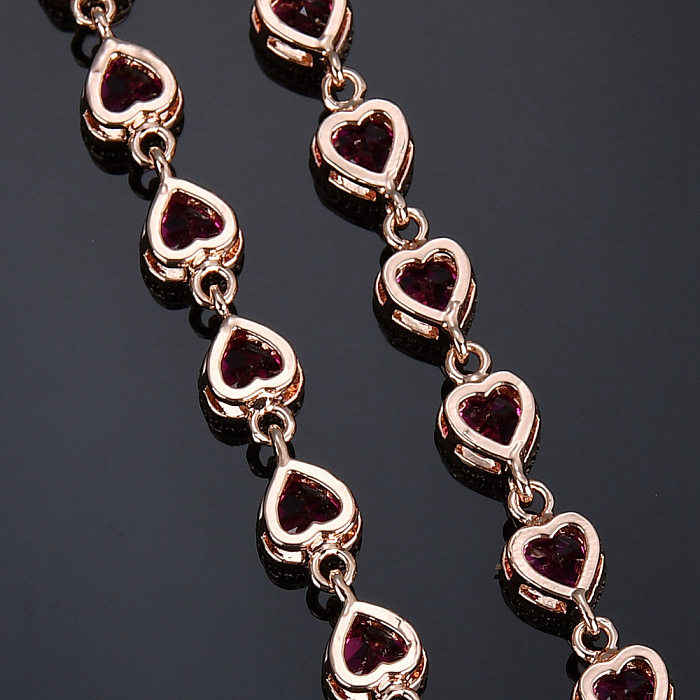Simple Style Shiny Heart Shape Copper Plating Inlay Artificial Gemstones Bracelets