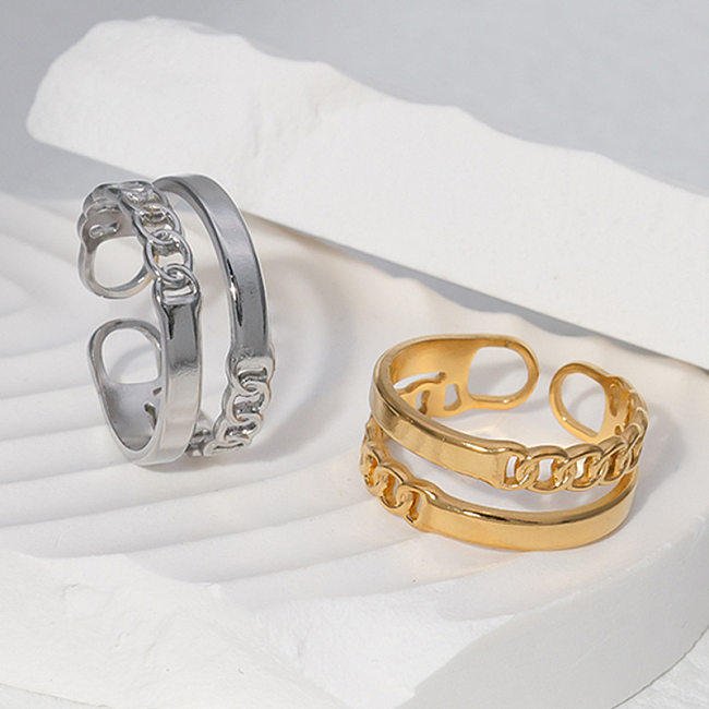 Vintage-Stil, einfacher Stil, römischer Stil, unregelmäßige offene Ringe aus Titanstahl