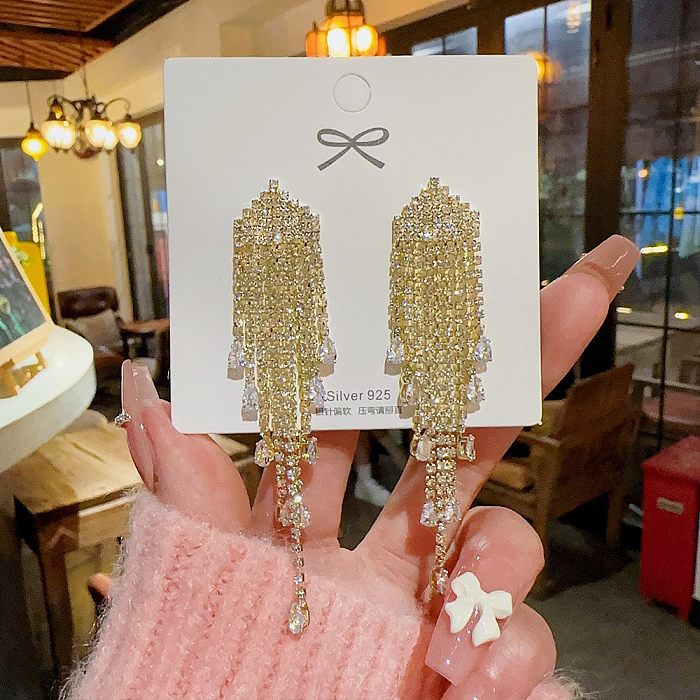 1 Pair Glam Geometric Plating Inlay Copper Artificial Pearls Rhinestones Earrings