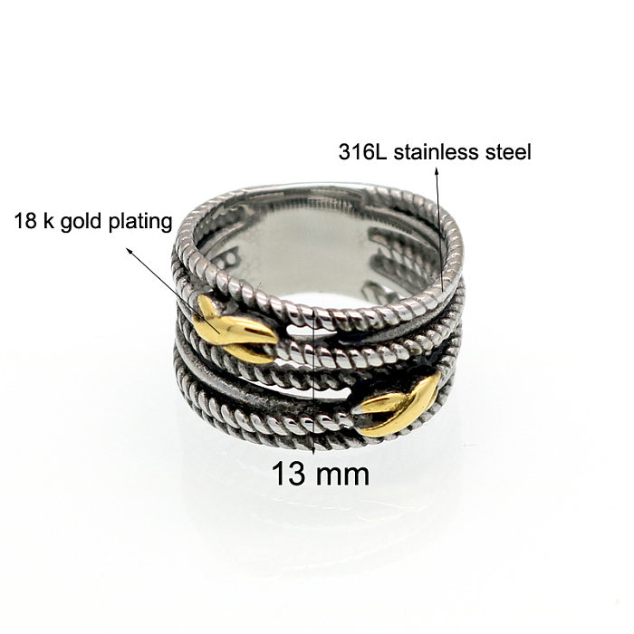 1 pièce anneaux de placage en acier titane bloc de couleur à la mode