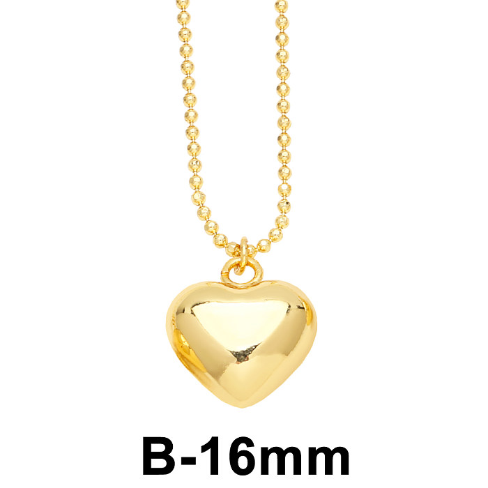 INS Style Heart Shape Copper Plating 18K Gold Plated Pendant Necklace