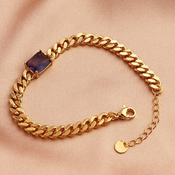 Modern Style Geometric Copper 18K Gold Plated Zircon Bracelets In Bulk