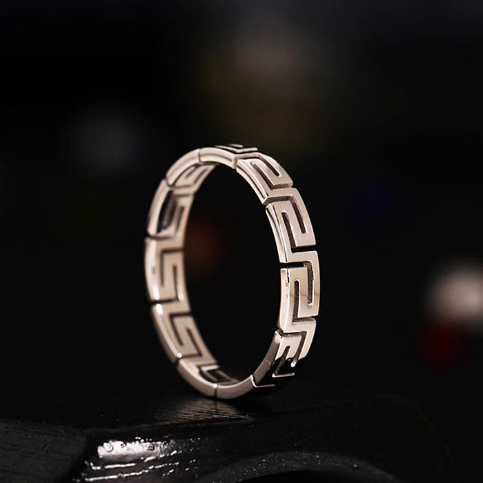 Simple Style Solid Color Titanium Steel Plating Hollow Out Rings 1 Piece