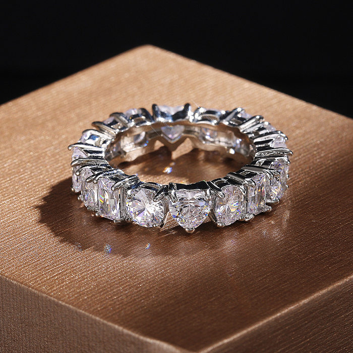 موضة جديدة مستطيلة على شكل قلب الزركون خاتم أنثى دائرة كاملة زوجين المجوهرات