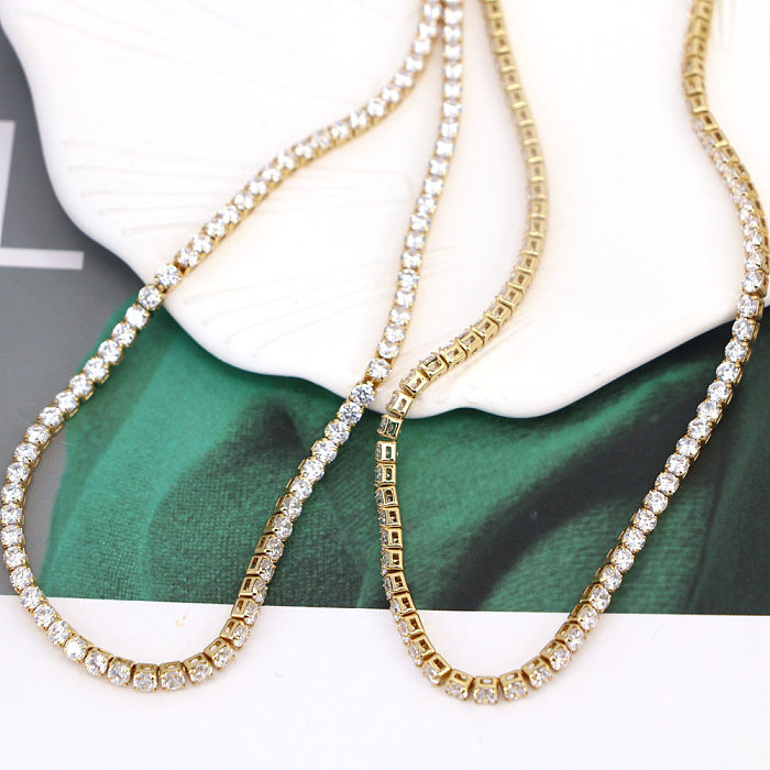 Hip-hop Jewelry Micro-inlaid Zircon Single Row Copper Necklace