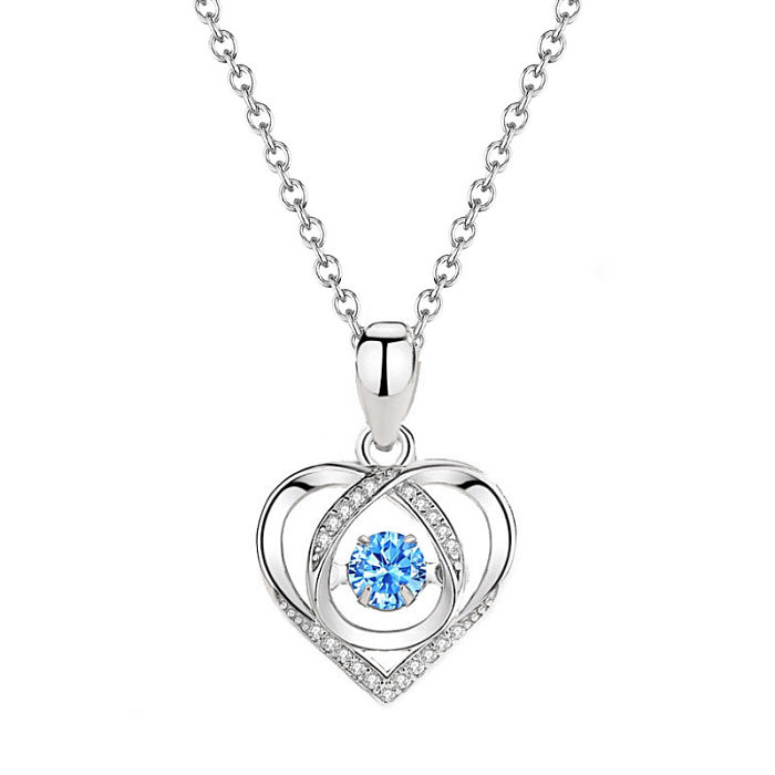 1 Piece Lady Heart Shape Copper Inlay Artificial Gemstones Pendant Necklace
