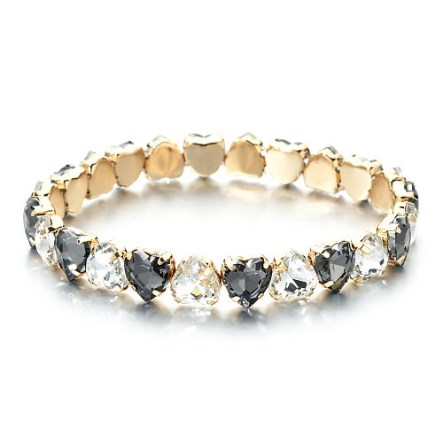 Shiny Heart Shape Copper Inlay Zircon Bracelets