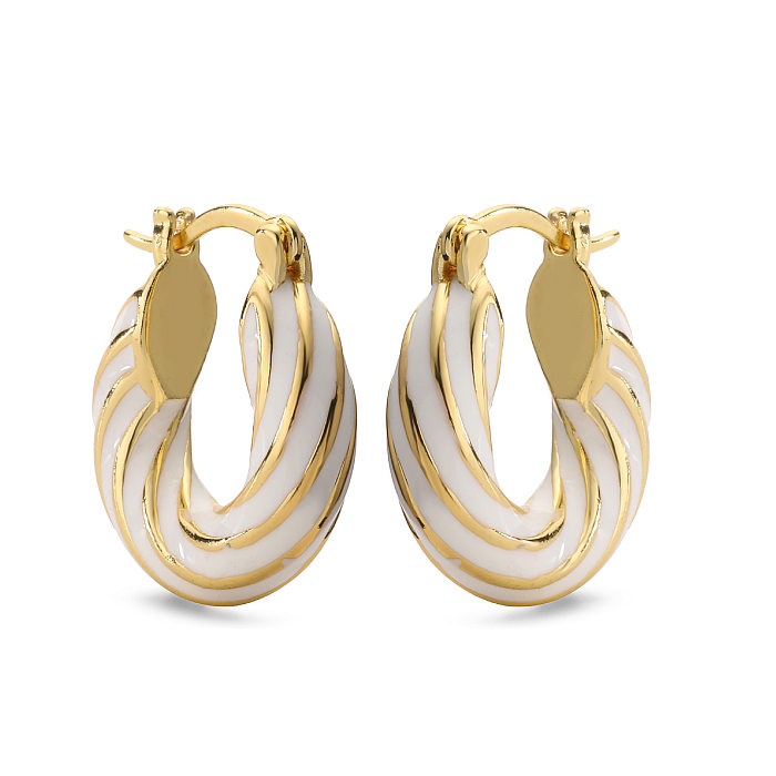 1 Pair Simple Style Color Block Enamel Copper Earrings
