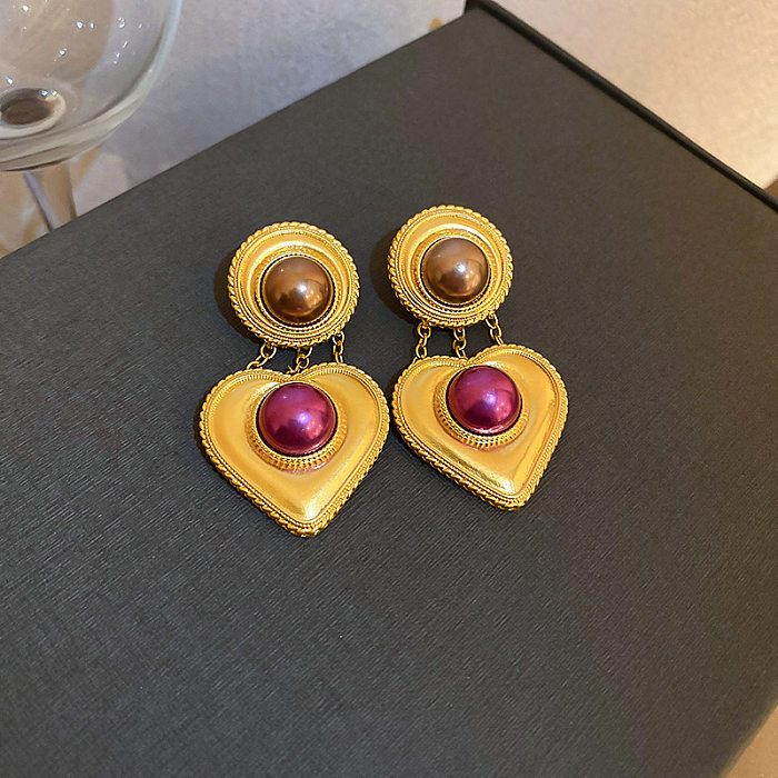 1 Pair Retro Water Droplets Plating Inlay Copper Resin Drop Earrings