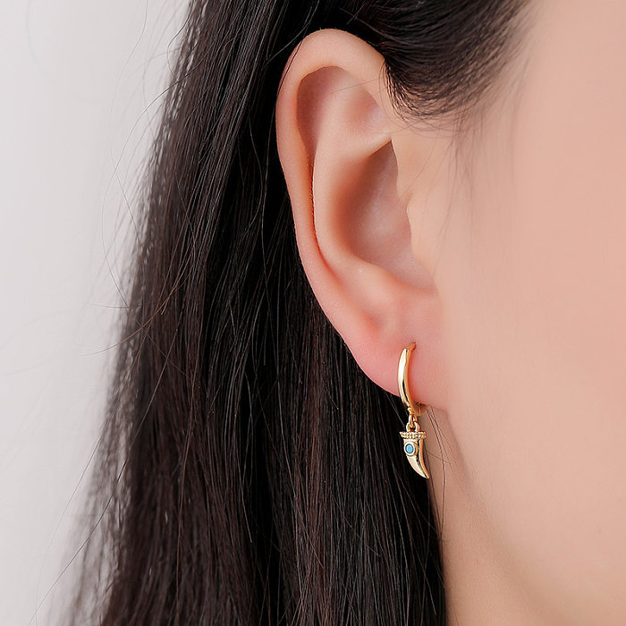 1 Pair Modern Style Geometric Copper Plating Inlay Zircon Earrings