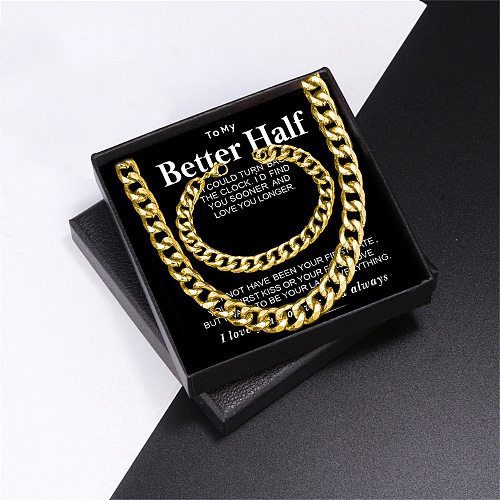 Hip-Hop Solid Color Stainless Steel Plating Gold Plated Bracelets Necklace