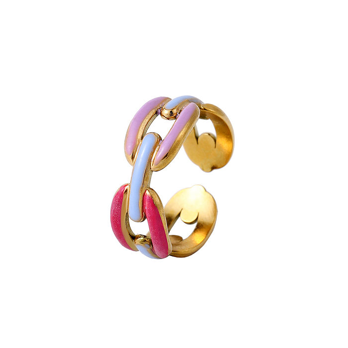 Modischer offener Ring mit geometrischer Titanstahlbeschichtung
