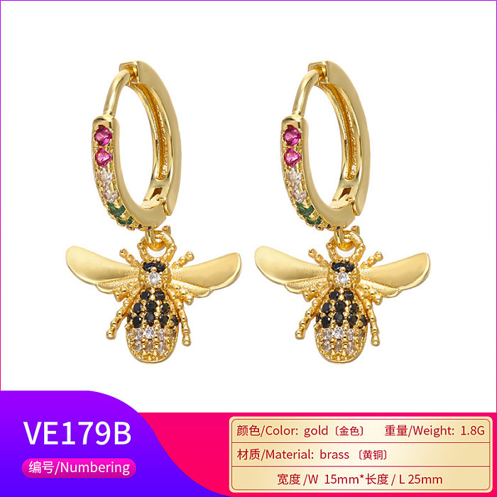 Micro-inlaid Colored Diamond Bee Earrings Pendant Wholesale jewelry