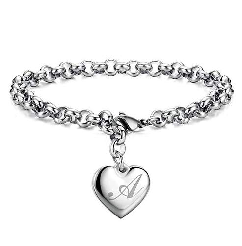 IG Style Letter Heart Shape Copper Charm Bracelets
