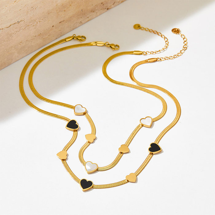 Wholesale Classic Style Heart Shape Stainless Steel Titanium Steel Bracelets Necklace