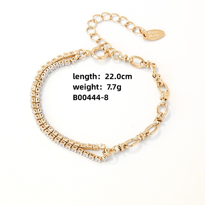 IG Style Sweet Geometric Square Oval Copper Inlay Zircon Bracelets
