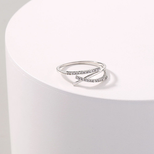 1 Piece Fashion Irregular Cross Copper Inlay Zircon Open Ring
