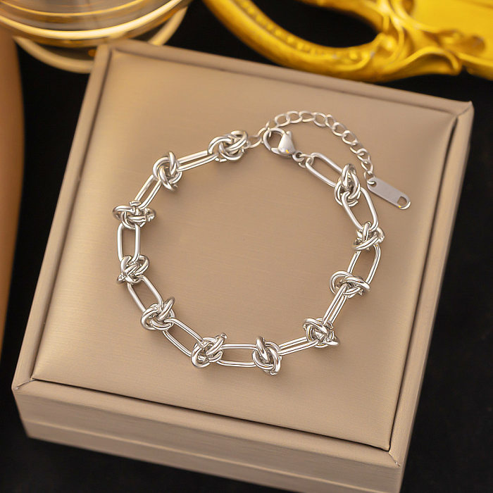 Streetwear-Armband-Halskette mit geometrischer Titanstahlbeschichtung