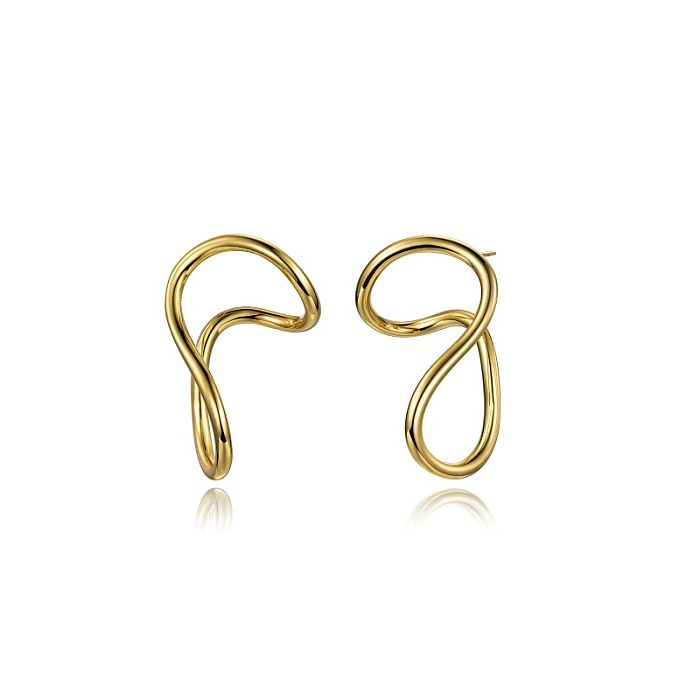 1 Pair Simple Style Solid Color Polishing Plating Stainless Steel Copper 14K Gold Plated Ear Studs