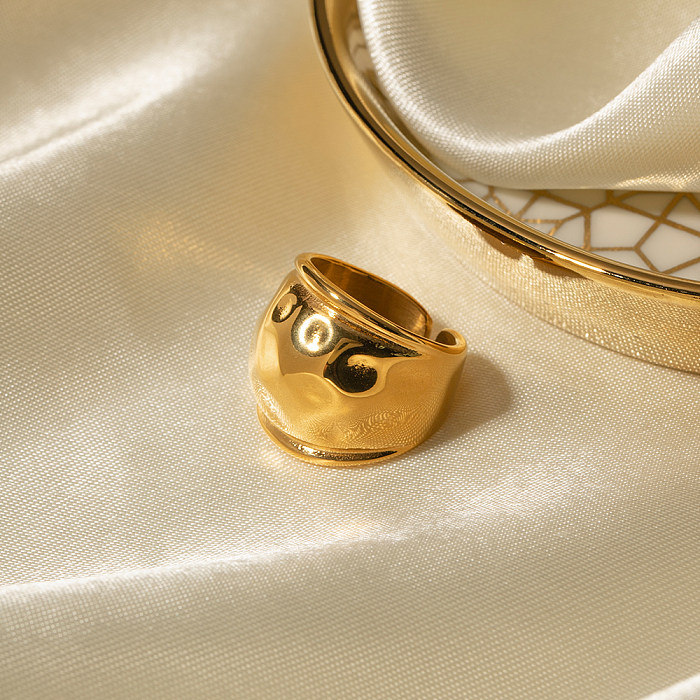 Atacado estilo IG cor sólida chapeamento de aço inoxidável anéis abertos banhados a ouro 18K