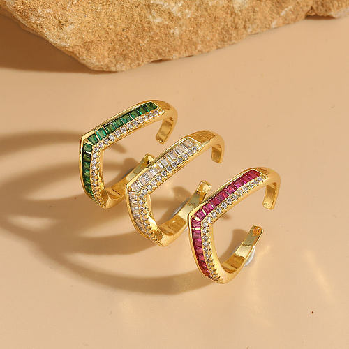 Schlichter Pfeil-Kupfer-Ring mit 14-karätigem vergoldetem Zirkon, offener Ring in großen Mengen