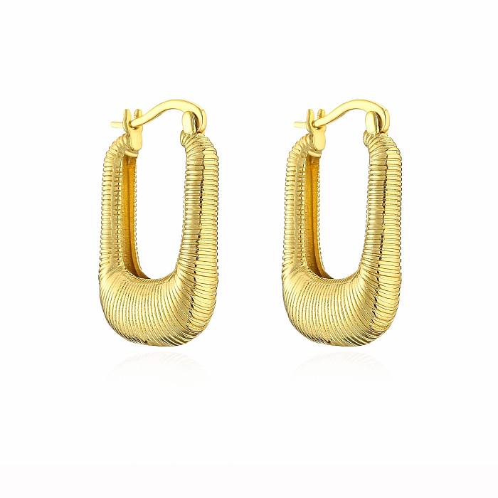 Boucles d'oreilles plaquées cuivre de couleur unie, style simple, 1 paire