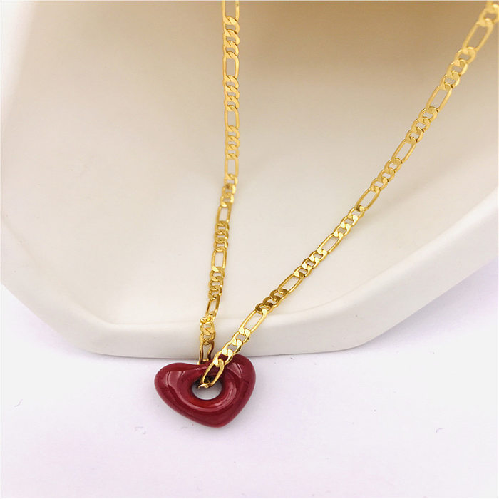 Simple Style Heart Shape Copper Patchwork Pendant Necklace
