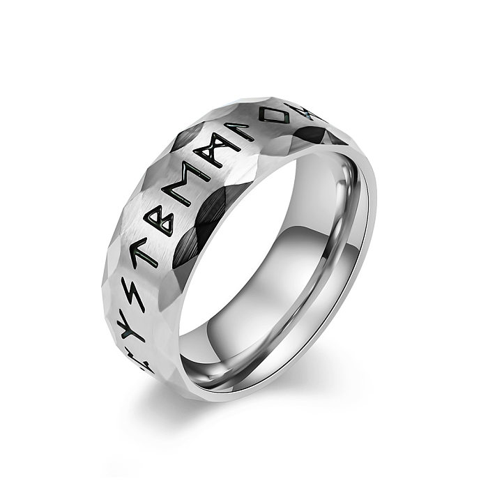 1 Piece Simple Style Symbol Titanium Steel Polishing Rings