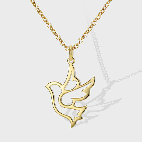 Simple Style Bird Copper Plating Hollow Out 18K Gold Plated Pendant Necklace