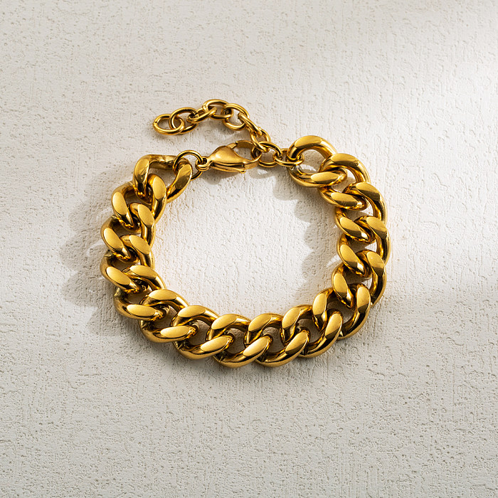 Hip-Hop Basic-Klassiker-Stil, einfarbig, Edelstahl-Schnallenkette, 18 Karat vergoldete Armbänder, Halskette