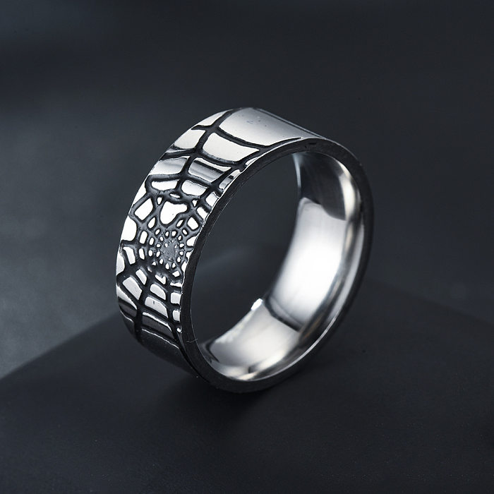 Simple Fashion Geometric Spider Web Oiling Stainless Steel Ring