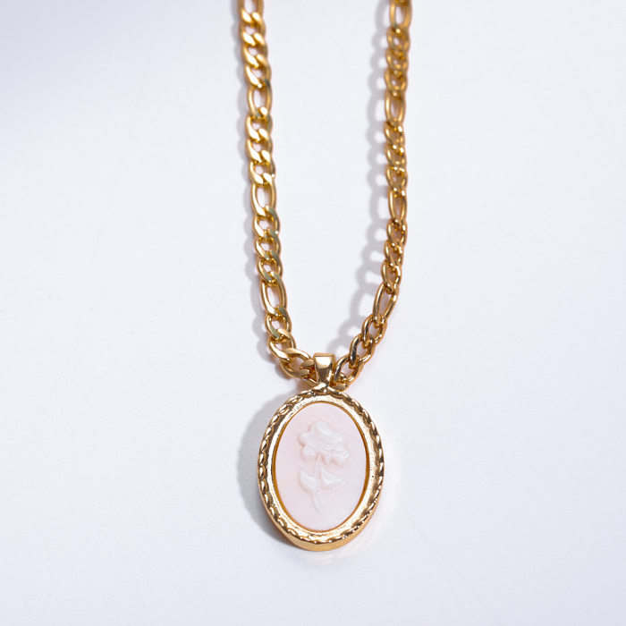 Simple Style Streetwear Rose Copper Plating 18K Gold Plated Pendant Necklace