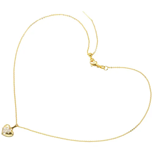 Elegant Luxurious Heart Shape Copper Plating Inlay Zircon 18K Gold Plated Pendant Necklace