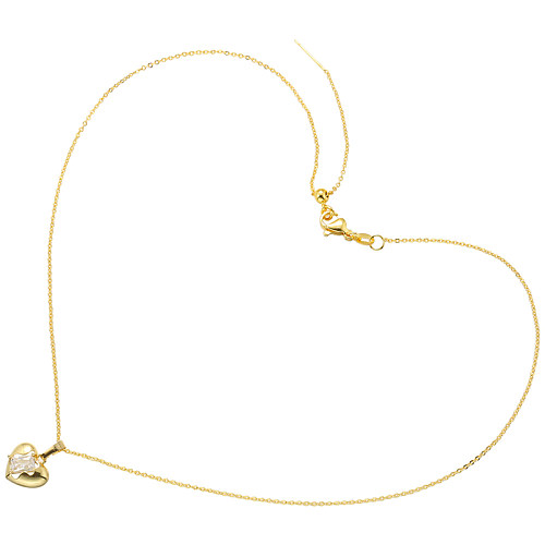 Elegante e luxuoso formato de coração com revestimento de cobre e zircão colar com pingente banhado a ouro 18K