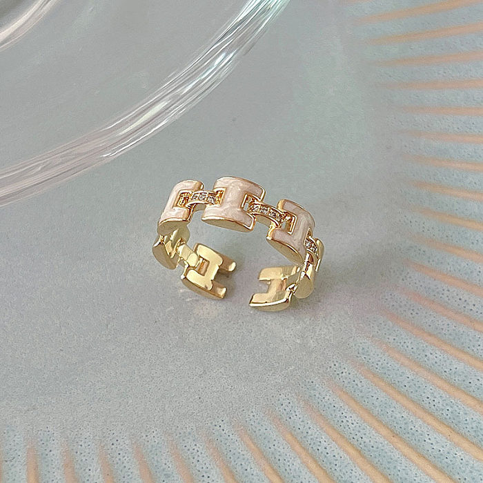 Simple Style Heart Shape Copper Inlay Zircon Rings