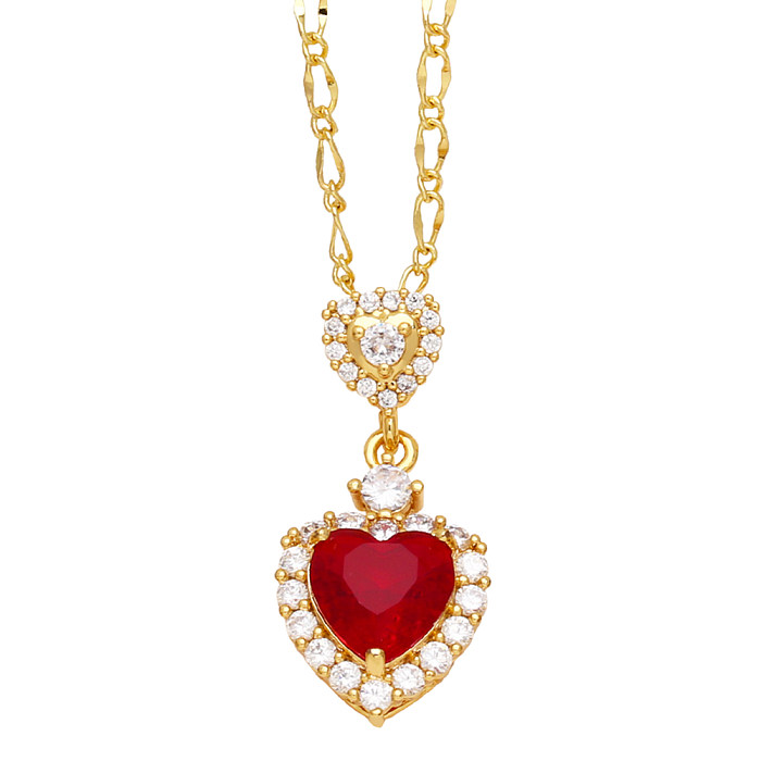 Süße schlichte Herzform-Kupferbeschichtung mit Zirkon-Einlage, 18 Karat vergoldete Halskette