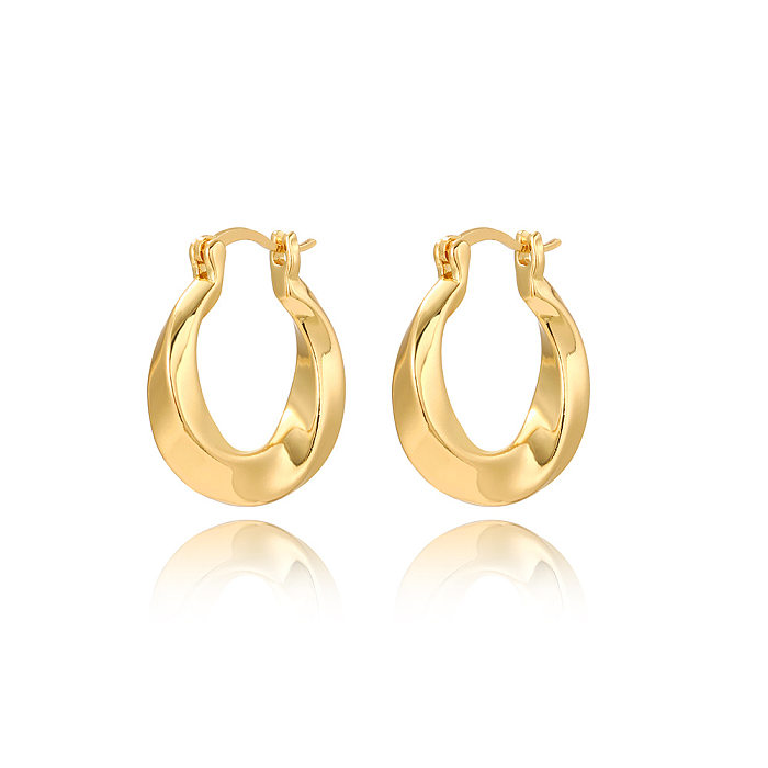 1 Pair Retro Lady U Shape Heart Shape Twist Plating Copper 18K Gold Plated Earrings
