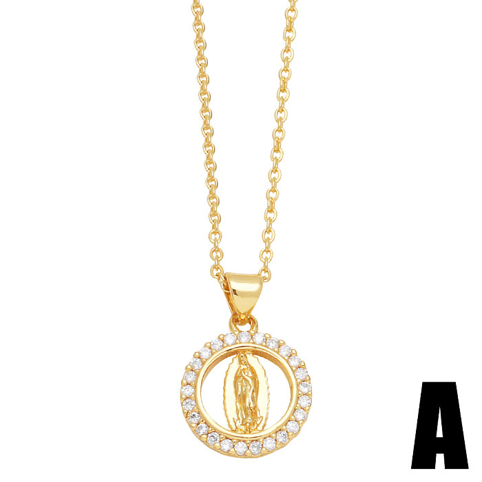 1 Piece Fashion Faith Water Droplets Heart Shape Copper Plating Inlay Zircon Pendant Necklace