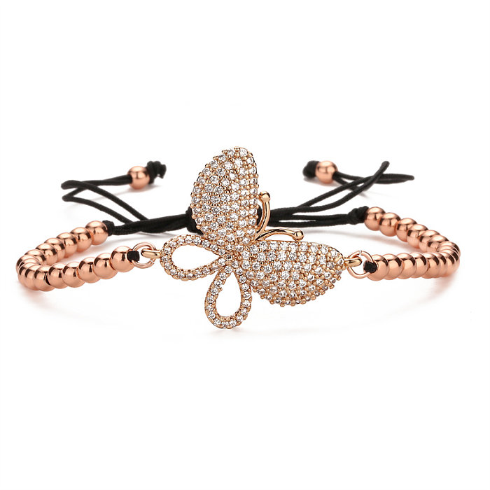 Ethnic Style Butterfly Rope Copper Braid Inlay Zircon Bracelets
