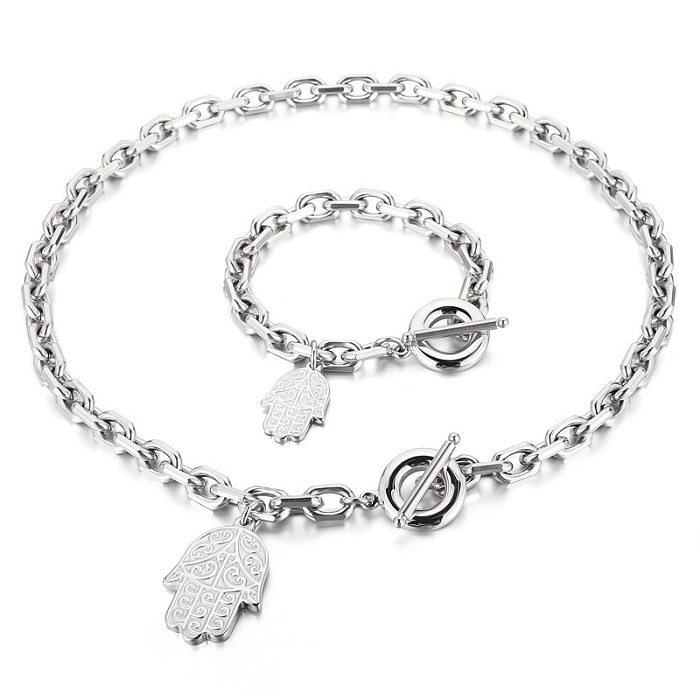 Fashion Creative Geometric Palm Stainless Steel Necklace Bracelet