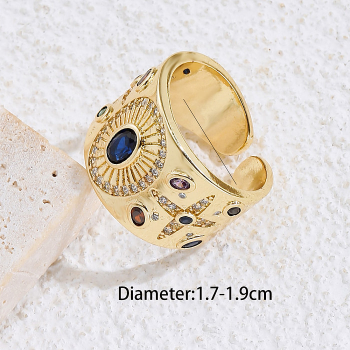 Fashion Geometric Star Copper Gold Plated Zircon Open Ring 1 Piece