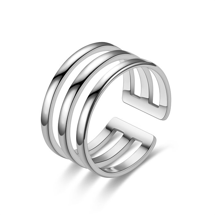Moda ajustável titânio aço simples anel feminino joia de ouro 24K