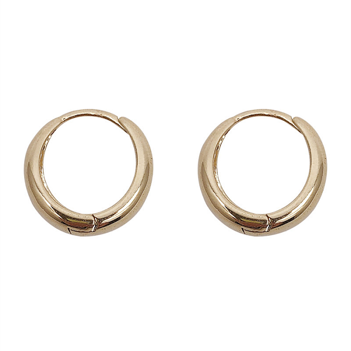 1 Pair Simple Style Round Polishing Plating Copper Gold Plated Ear Studs