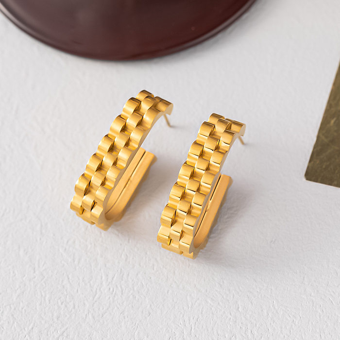 Elegant Retro C Shape Solid Color Titanium Steel Plating Bracelets Earrings Necklace